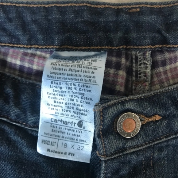 Carhartt relaxed Flannel Lined Jeans 18 x 30 100% cotton women’s plus size - Picture 5 of 7